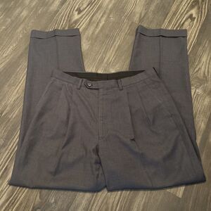 LAUREN Ralph Lauren Men's Wool Dress Pants Pleated Cuffed Dark Brown Size 34x32